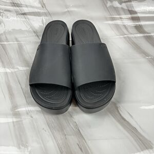 Crocs Brooklyn Slide On Wedge Platform Black Open Toe Sandals Women Size 10